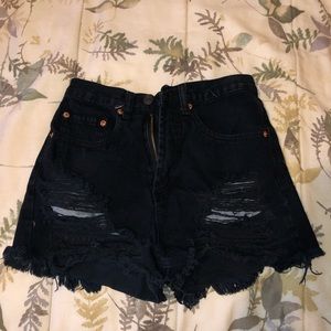 Black high waisted shorts with rips